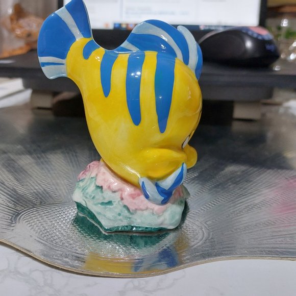 Vintage Disney Japan The Little Mermaid Flounder Ceramic Figurine Little Mermaid - Picture 3 of 7